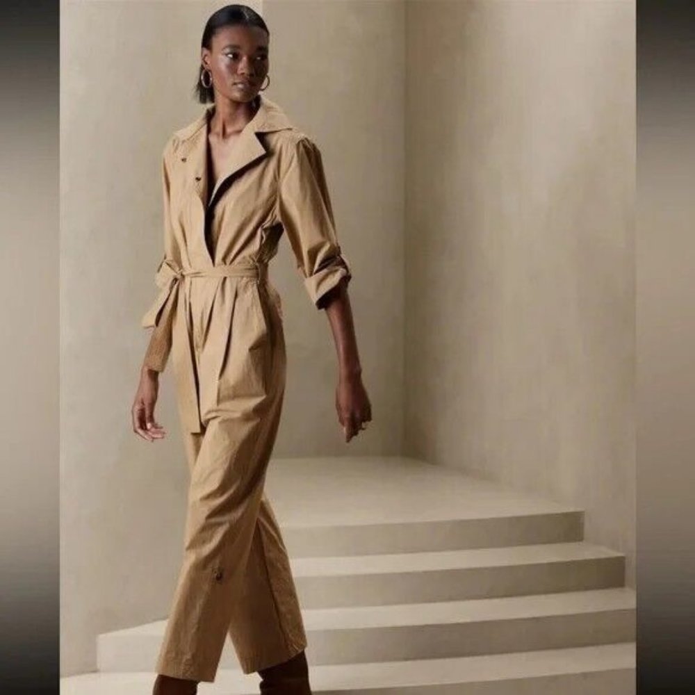 Banana Republic Finely Poplin Jumpsuit - New British Khaki